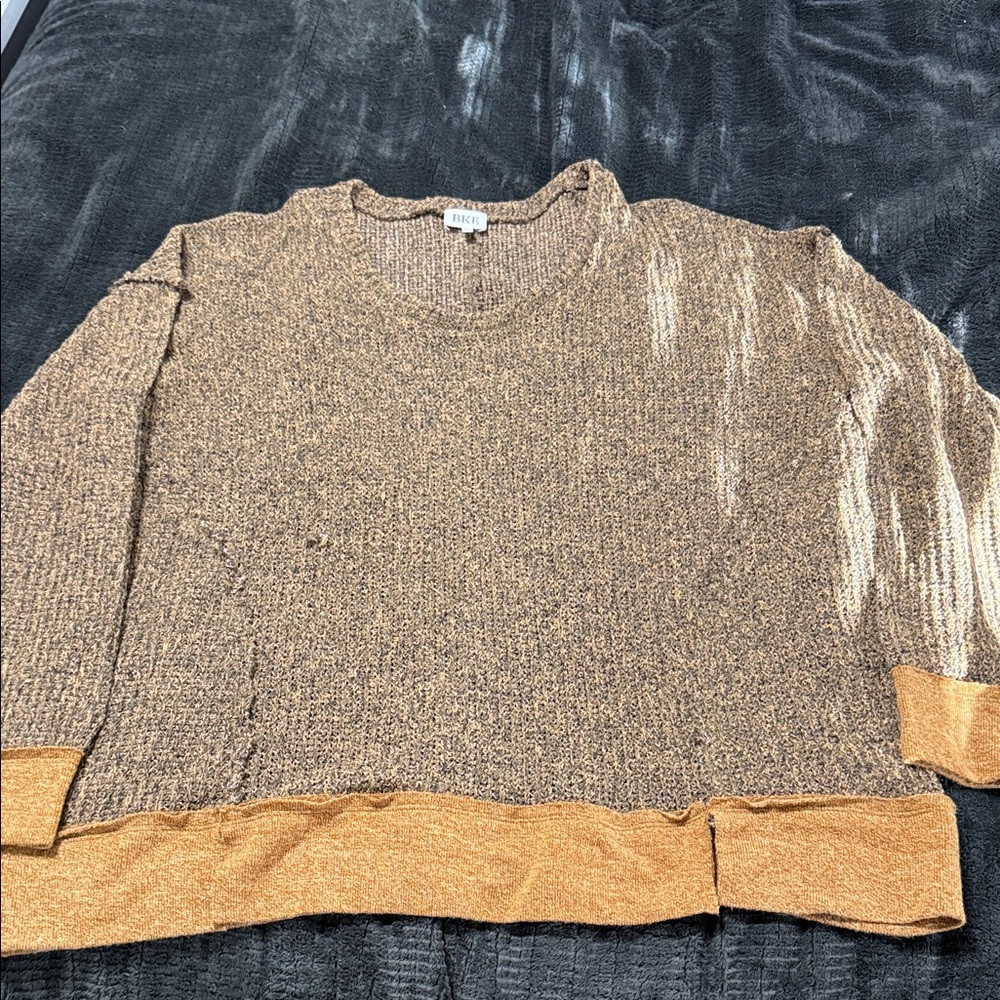 BKE Two-Tone Brown Crew Neck Sweater